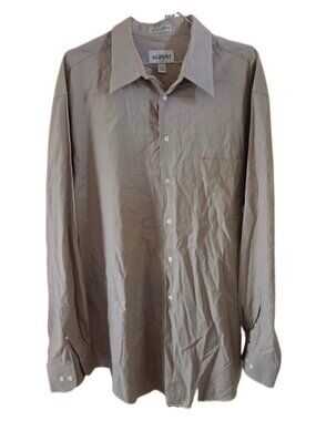 Alfani Men's Single Needle Tailoring Long Sleeve Tan Dress Shirt with Pocket